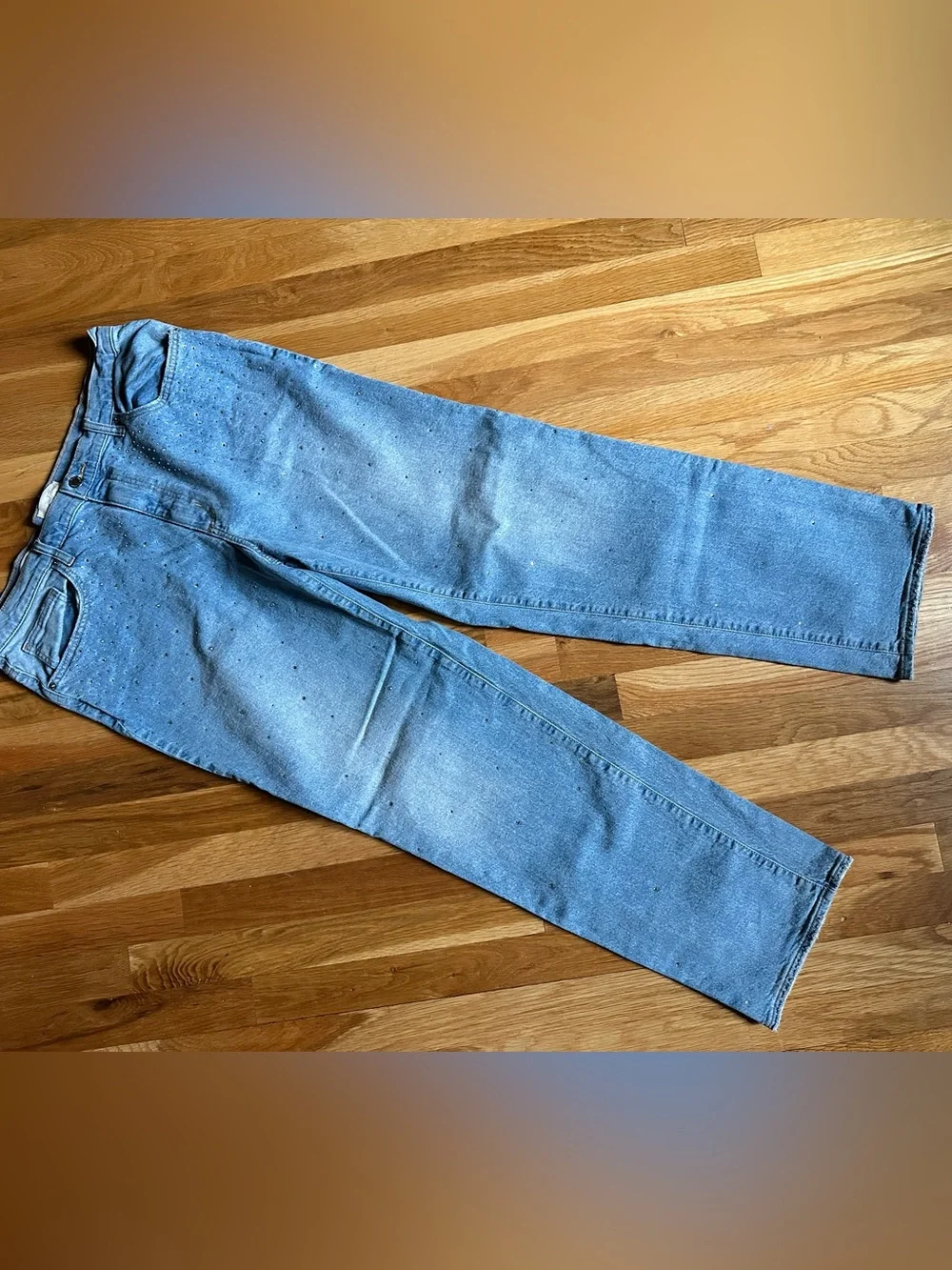 Universal Thread Rhinestone Straight Leg Jeans Light Wash (Size 16R)
